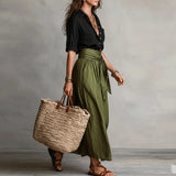High-Waist Linen Maxi Skirt detail