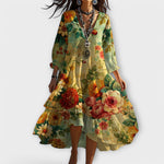 Vintage Boho V-Neck Summer Dress | Relaxed Elegant Plus Size Dresses 0