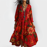 Vintage Boho V-Neck Summer Dress | Relaxed Elegant Plus Size Dresses 1