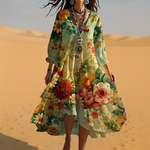 Vintage Boho V-Neck Summer Dress | Relaxed Elegant Plus Size Dresses 2