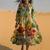 Vintage Boho V-Neck Summer Dress | Relaxed Elegant Plus Size Dresses 2