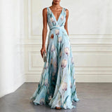 Wedding Guest Dresses | Elegant Tulip Print Summer Dress | Flowing Silhouette Comfortable Lightweight 0