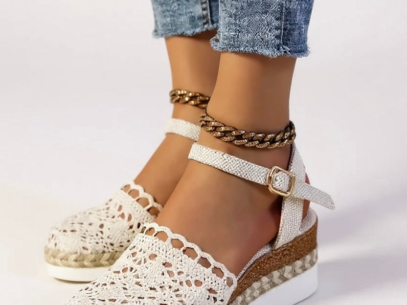 Wedge Sandals | Boho Espadrille Wedges with Ankle Strap | Comfortable Elevated Footwear 0