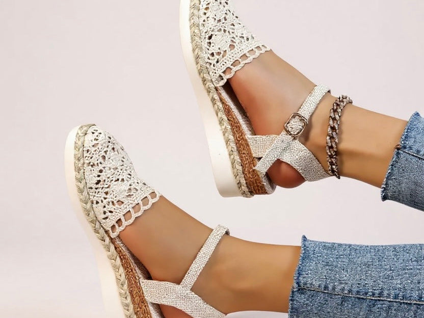 Wedge Sandals | Boho Espadrille Wedges with Ankle Strap | Comfortable Elevated Footwear 2