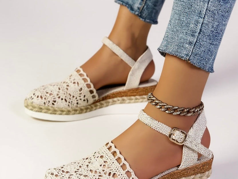 Wedge Sandals | Boho Espadrille Wedges with Ankle Strap | Comfortable Elevated Footwear 4