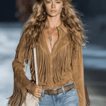 Western Shirt | Fringe Long Sleeve Button-Up Stylish Warm Top 1