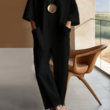 Wide Leg Jumpsuit | Elegant Long Sleeve Modern One-Piece Outfit 1