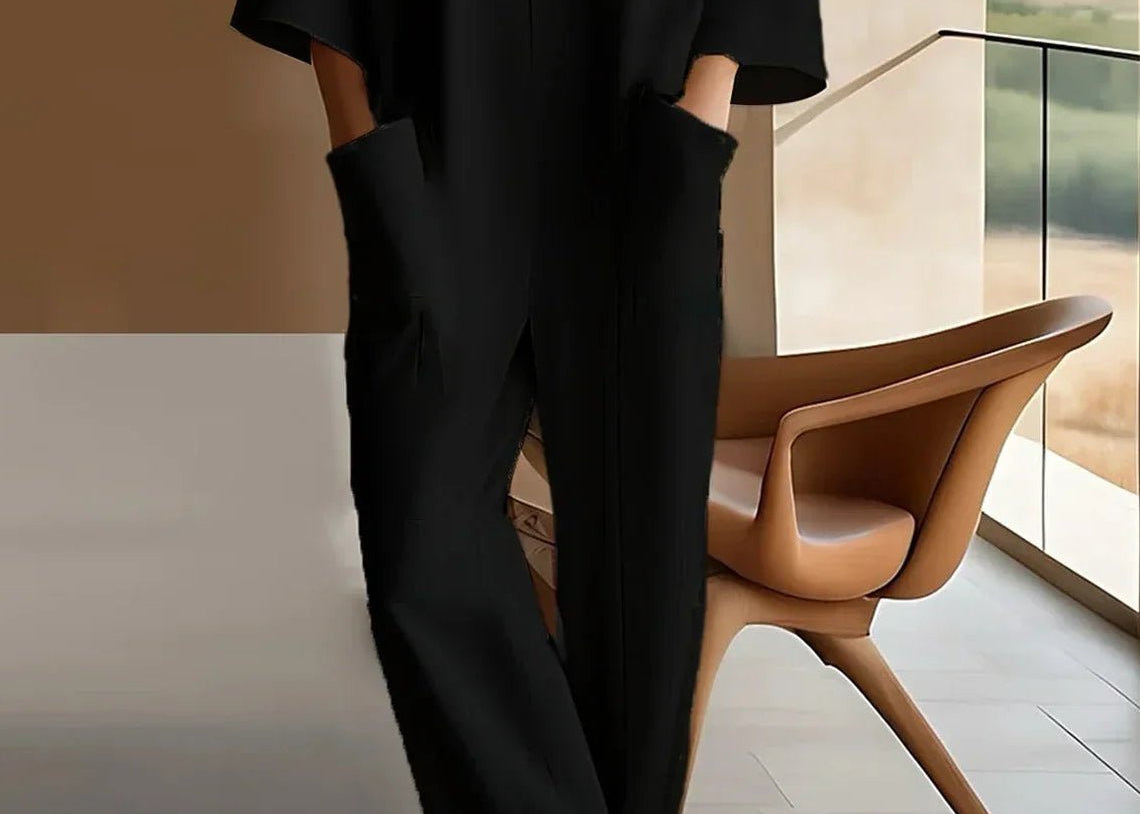 Wide Leg Jumpsuit | Elegant Long Sleeve Modern One-Piece Outfit 1