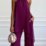 Plum halter set back