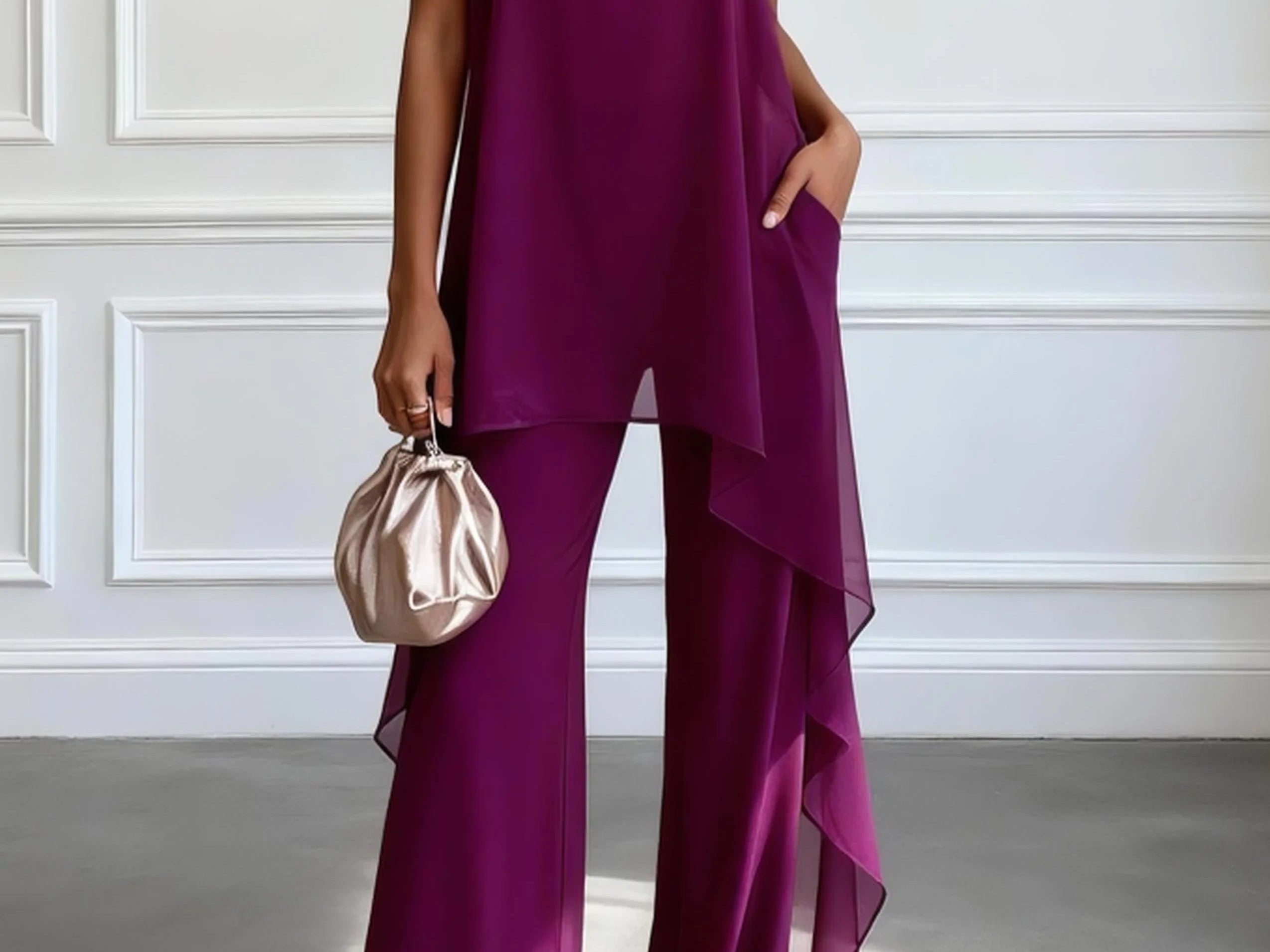 Plum halter two-piece set