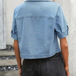 Women's Cotton Denim Jacket | Stylish Short Sleeve Summer Outerwear 1