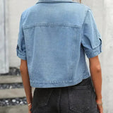 Women's Cotton Denim Jacket | Stylish Short Sleeve Summer Outerwear 1