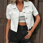 Women's Cotton Denim Jacket | Stylish Short Sleeve Summer Outerwear 10