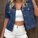 Women's Cotton Denim Jacket | Stylish Short Sleeve Summer Outerwear 2