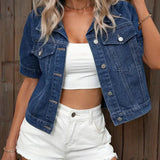 Women's Cotton Denim Jacket | Stylish Short Sleeve Summer Outerwear 2