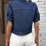 Women's Cotton Denim Jacket | Stylish Short Sleeve Summer Outerwear 3