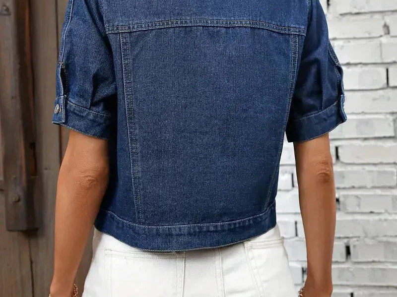 Women's Cotton Denim Jacket | Stylish Short Sleeve Summer Outerwear 3