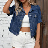 Women's Cotton Denim Jacket | Stylish Short Sleeve Summer Outerwear 4