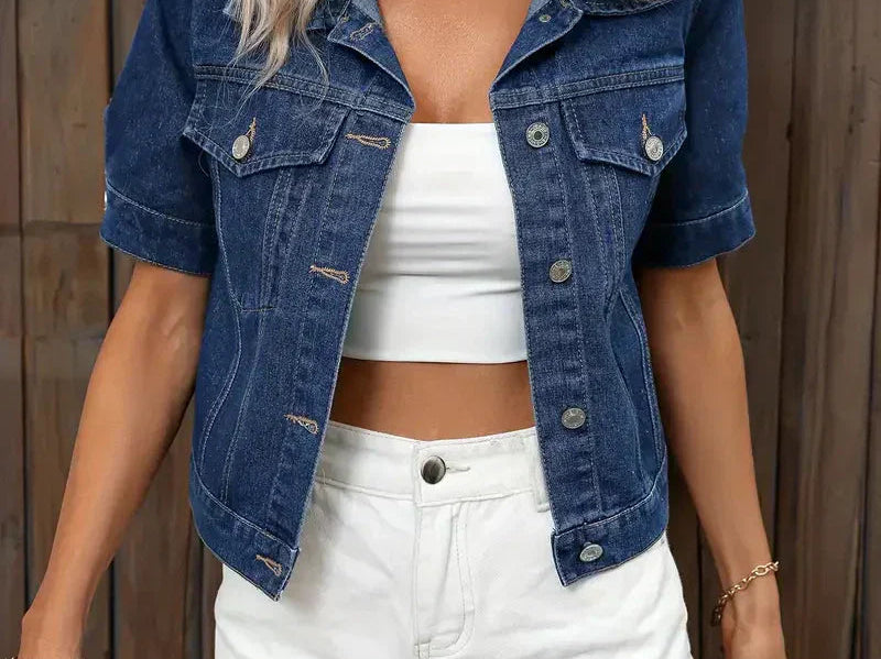 Women's Cotton Denim Jacket | Stylish Short Sleeve Summer Outerwear 5