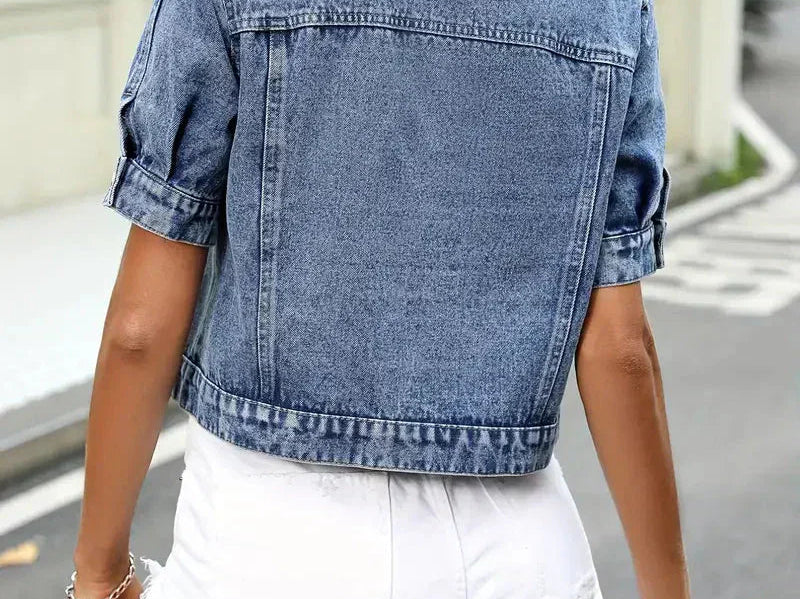 Women's Cotton Denim Jacket | Stylish Short Sleeve Summer Outerwear 7