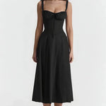 Women's Floral Print Polyester Summer Dress | Elegant Corset Maxi Dress with Side Slit 10