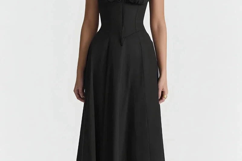 Women's Floral Print Polyester Summer Dress | Elegant Corset Maxi Dress with Side Slit 10