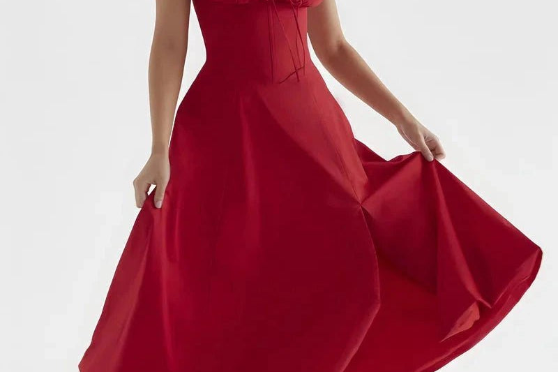 Women's Floral Print Polyester Summer Dress | Elegant Corset Maxi Dress with Side Slit 4