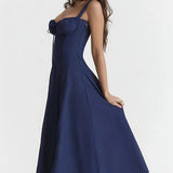 Women's Floral Print Polyester Summer Dress | Elegant Corset Maxi Dress with Side Slit 7