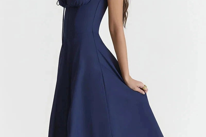 Women's Floral Print Polyester Summer Dress | Elegant Corset Maxi Dress with Side Slit 7