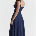 Women's Floral Print Polyester Summer Dress | Elegant Corset Maxi Dress with Side Slit 8