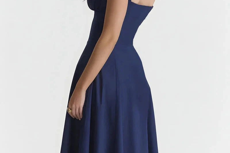 Women's Floral Print Polyester Summer Dress | Elegant Corset Maxi Dress with Side Slit 8
