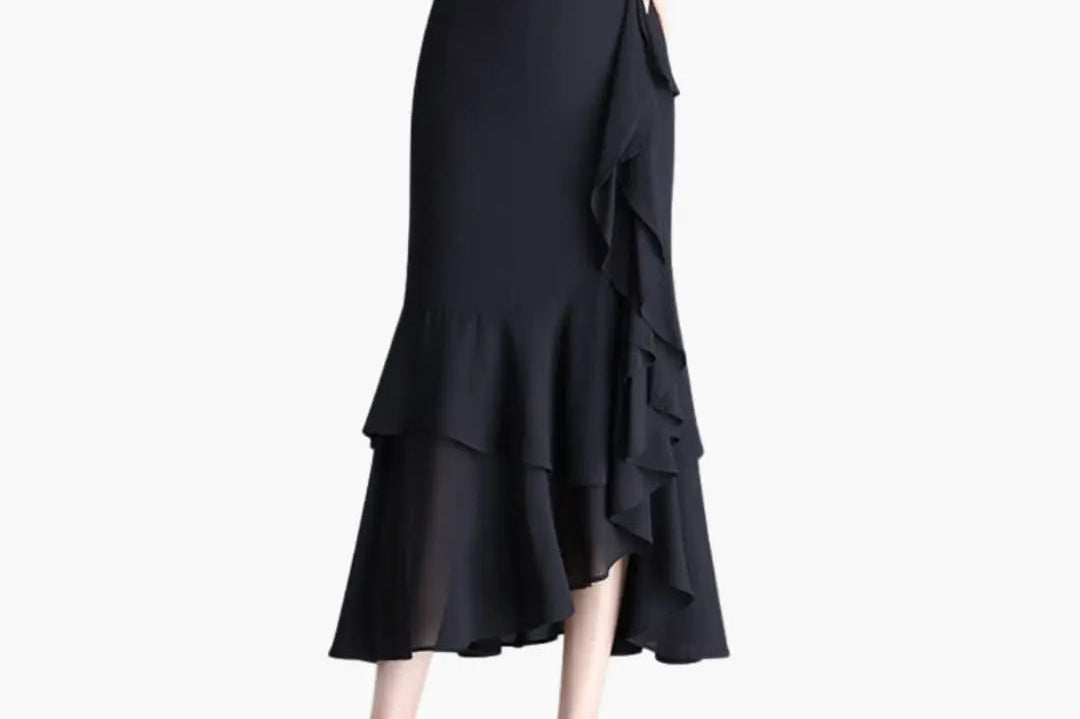 Women's Printed Midi Skirt | Straight-Cut Side-Split Summer Skirt
