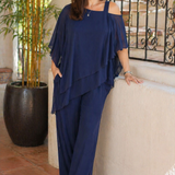 Women's Set | Asymmetrical Cover-Up Top and Straight Cut Trousers | Elegant Casual Spring Summer Outfit 2