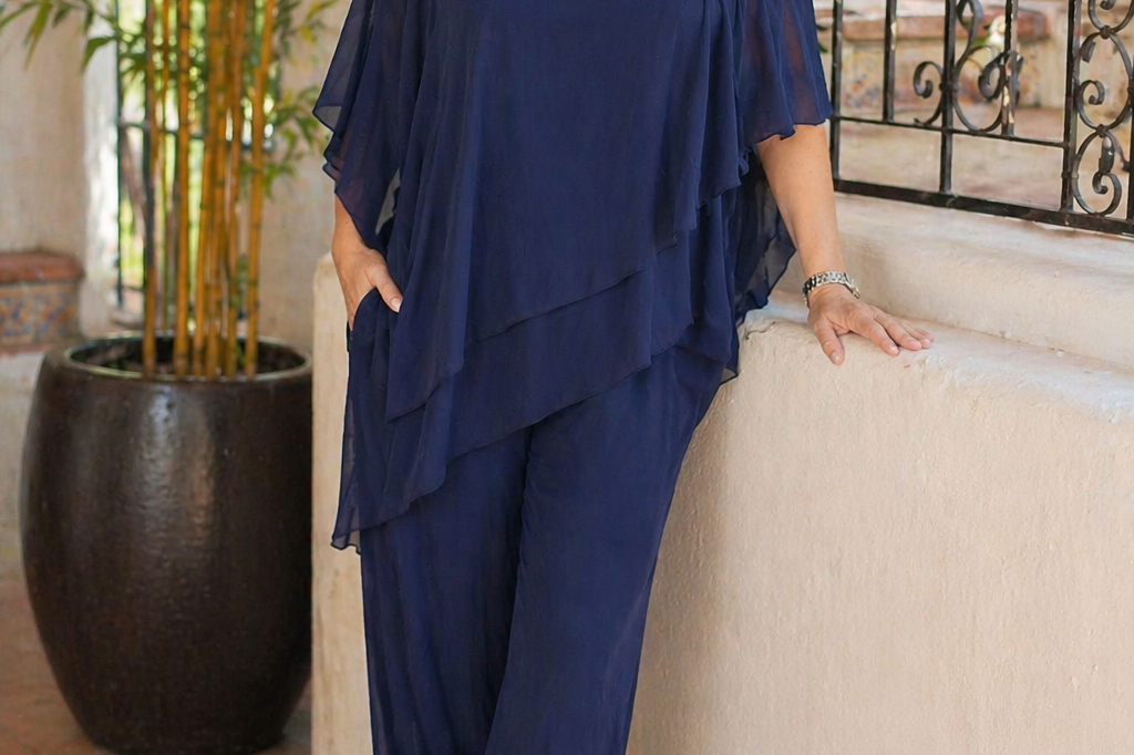 Women's Set | Asymmetrical Cover-Up Top and Straight Cut Trousers | Elegant Casual Spring Summer Outfit 2