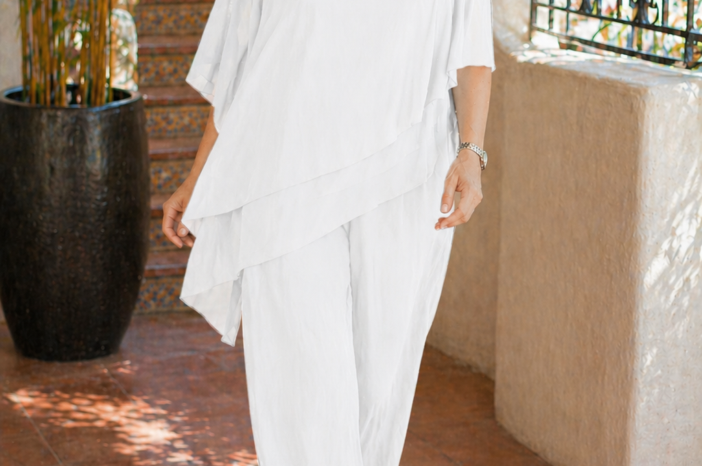 Women's Set | Asymmetrical Cover-Up Top and Straight Cut Trousers | Elegant Casual Spring Summer Outfit 4