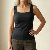 Women's Soft Stretch Fabric White Tank Top | Comfortable Built-In Bra Design 0