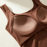 Women's Soft Stretch Fabric White Tank Top | Comfortable Built-In Bra Design 5