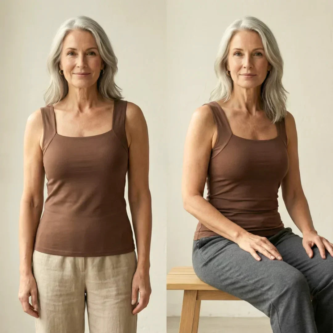 Women's Soft Stretch Fabric White Tank Top | Comfortable Built-In Bra Design 6
