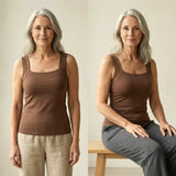 Women's Soft Stretch Fabric White Tank Top | Comfortable Built-In Bra Design 6