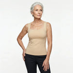 Women's Soft Stretch Fabric White Tank Top | Comfortable Built-In Bra Design 7