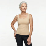 Women's Soft Stretch Fabric White Tank Top | Comfortable Built-In Bra Design 7