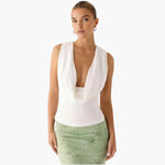 Women's Soft Tencel Modal Blouse | Elegant Cowl Neck Open Back Top 1