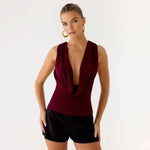 Women's Soft Tencel Modal Blouse | Elegant Cowl Neck Open Back Top 10