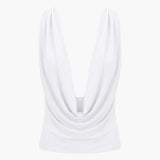 Women's Soft Tencel Modal Blouse | Elegant Cowl Neck Open Back Top 4