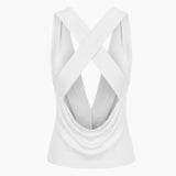 Women's Soft Tencel Modal Blouse | Elegant Cowl Neck Open Back Top 5