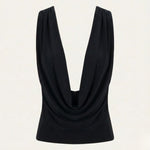 Women's Soft Tencel Modal Blouse | Elegant Cowl Neck Open Back Top 8