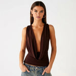 Women's Soft Tencel Modal Blouse | Elegant Cowl Neck Open Back Top 9