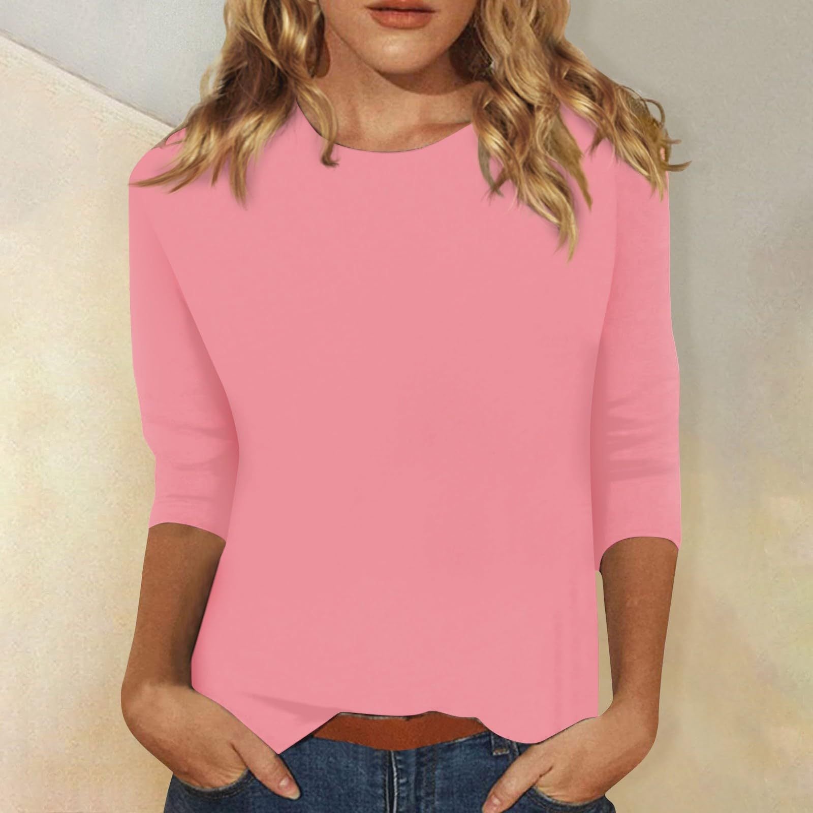 Women's Top | 3/4 Sleeve Crew Neck Blouse | Relaxed Lightweight Casual Wear 4