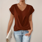 Women's Viscose Twist Front Crop Top | Chic Short Sleeve Going Out Blouse for Spring Summer 1