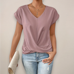 Women's Viscose Twist Front Crop Top | Chic Short Sleeve Going Out Blouse for Spring Summer 2